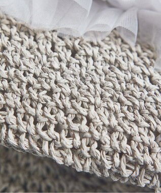 style code 【MERCURYDUO/マーキュリーデュオ】チュールフリル 雑材バケツ型ショルダーバッグ グレー