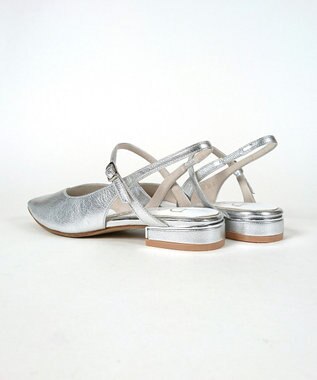 Dominic3 シープレザー Vカット バックストラップパンプス シルバー