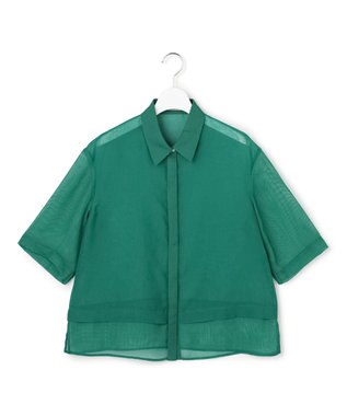 ICB L オーガンコンビドライメッシュ ブラウス エメラルド