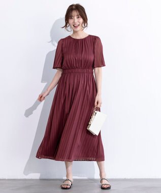 ANY SIS 【洗える】シアーパターン ワンピース ダークピンク