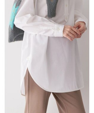 AMERICAN HOLIC イージーケアバンドカラーシャツチュニック Off White