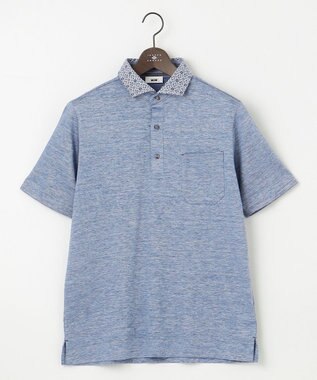 JOSEPH ABBOUD 【吸水速乾】リネンハニカム ポロシャツ サックスブルー系