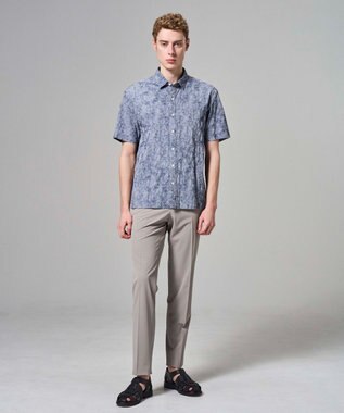 JOSEPH HOMME 【新型】アブストラクトジャガードストレッチ 　レギュラーカラー半袖シャツ スカイブルー系