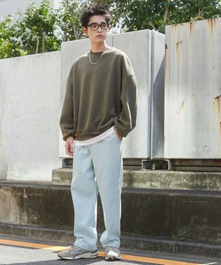 WEGO 【ユニセックス着用ITEM/ウエストゴム/SMLサイズ展開】デニムイージーストレートパンツ デニム淡色