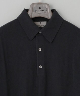GOTAIRIKU オリジナル設計【洗える/チクチクしにくい/ピリングしにくい】イタリア糸 ハイゲージ  ニットポロ_WOOL100% ブラック系