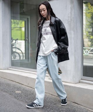 WEGO 【ユニセックス着用ITEM/ウエストゴム/SMLサイズ展開】デニムイージーストレートパンツ デニム淡色