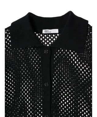 CRAFT STANDARD BOUTIQUE 配色メッシュニットカーディガン Black