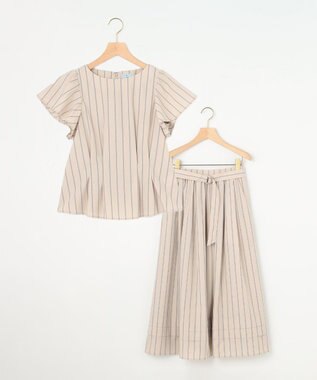 組曲 S 【WEB限定】コットンポリエステルタイプライター セットアップ ベージュストライプ系1