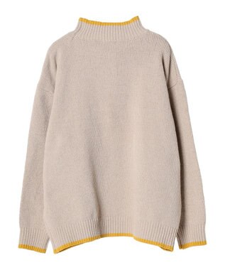 CRAFT STANDARD BOUTIQUE 洗えるモールニット配色プルオーバー Gray Beige