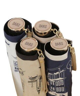 MOONBAT DAKS(ダックス) 晴雨兼用日傘 折りたたみ傘 街並み フワクール生地使用 ベージュ