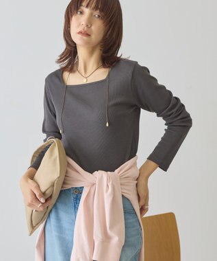 AMERICAN HOLIC 【2WAY】スクエアネックプルオーバー Charcoal Gray