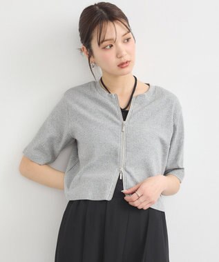 earth music&ecology カットリブＷジップカーディガン Gray Mixture