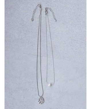 AMERICAN HOLIC テクスチャーメタル・淡水パールＳＥＴネックレス Silver