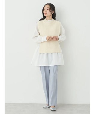 earth music&ecology ＳＥＴ２点　ベスト＋チュニックブラウス Ivory