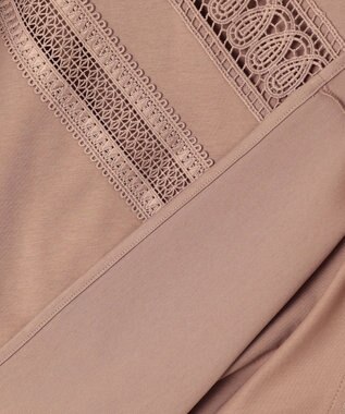 自由区 【洗える・XSサイズあり】レースEDGEフロントレース カットソー キャメル系