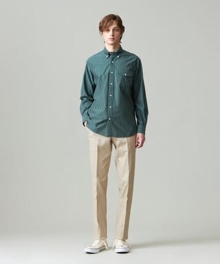 J.PRESS MEN KANEMASA マルチストライプジャージ シャツ ダークグリーン系1