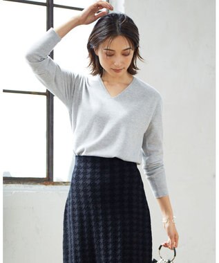 ICB 【人気のため新色追加・WEB限定カラーあり】ソフトウールハイゲージ Vネックニット トップグレー系