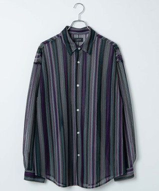 WEGO 【ユニセックス着用ITEM】ストライプメッシュBIGシャツ 柄3