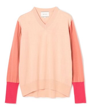 BEIGE， 【洗える】BURNET / カラーミックスVネックトップス Nude×Salmon×Pink