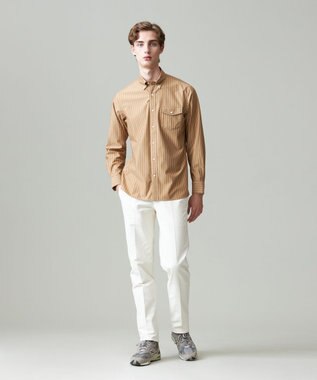 J.PRESS MEN KANEMASA マルチストライプジャージ シャツ ベージュ系1