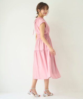 Feroux ウエストシャーリングティアード ワンピース ピンク系