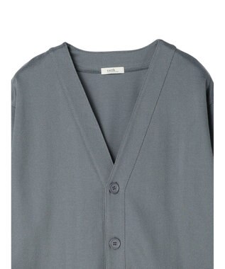 earth music&ecology ヘリンボーン調Ｖネックカーディガン Blue Gray