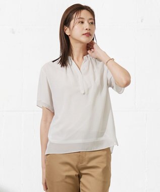 J.PRESS LADIES L 【速乾】サッカーチェック カットソー グレージュ系3