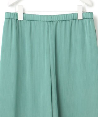 ICB 【接触冷感・洗える】サテンヨウリュウ ワイドストレートパンツ セラドン系