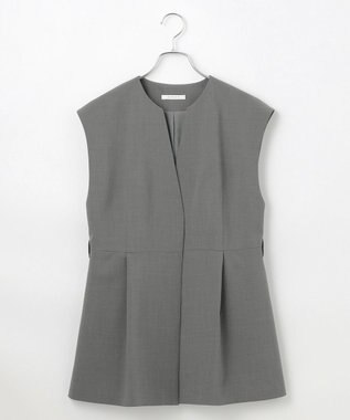 #Newans 【洗濯機可能/ストレッチ】ペプラムジレ グレー