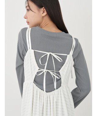 earth music&ecology 表面感肩リボンキャミワンピース Off White