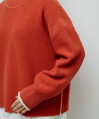 Green Parks かのこ編モックネックニットプルオーバー Orange