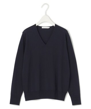 ICB L 【WEB限定カラーあり・接触冷感・UVケア・洗える】 シンセティックハイゲージ Vネックプルオーバー ネイビー系