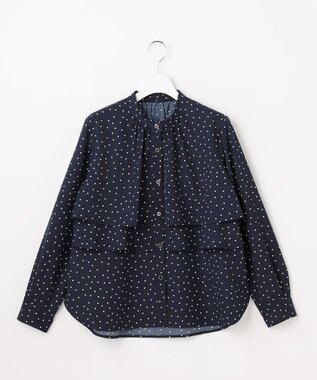 ANY SIS ラッフルレイヤード ブラウス ネイビードット