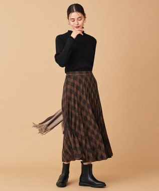 ANY 【14色展開/洗える】ウーリッシュ プリーツスカート ブラウン（タータンチェック）