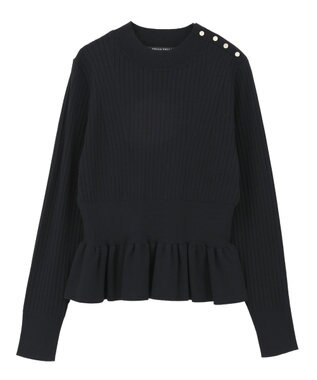 YECCA VECCA 金釦ペプラムニット Black