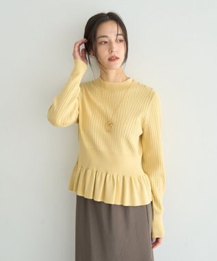 YECCA VECCA 金釦ペプラムニット Yellow