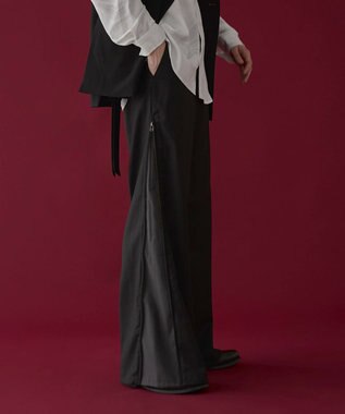 WEGO 【ユニセックス着用ITEM】サイドZIPフレアスラックス ブラック