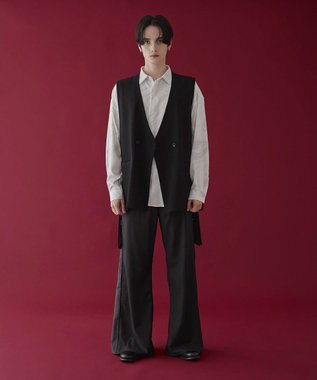 WEGO 【ユニセックス着用ITEM】サイドZIPフレアスラックス ブラック