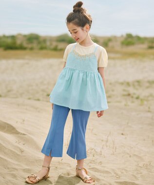 組曲 KIDS 【110-140㎝】フレアーデニムニット パンツ サックスブルー系