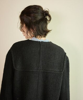 #Newans 【セットアップ可能】ワイドスリーブツイードプルオーバー ブラック