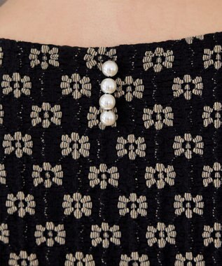 Tiaclasse 【洗える】花柄カットレースフレアトップス ブラック×ベージュ