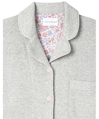 une nana cool 【綿混】ソフトコットンリブ 半袖開襟パジャマ MADE WITH LIBERTY FABRIC グレー