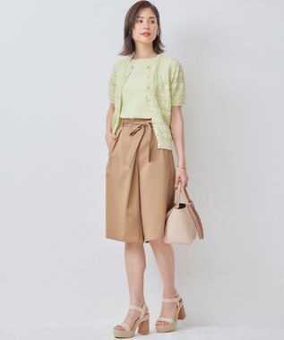 組曲 【WEB限定カラーあり】コットンポリエステル 編み柄カーディガン 【WEB限定】ライム系9