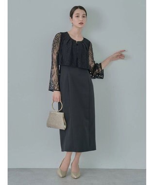 earth music&ecology ＳＥＴ２点　レースブラウス付きナローワンピース Black