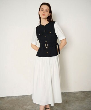 GRACE CONTINENTAL レイヤードコンビワンピース ブラック