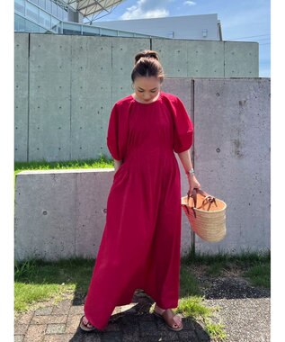 Green Parks ボリューム袖ロングワンピース Red