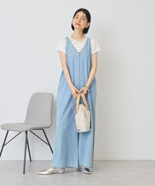 AMERICAN HOLIC バックリボンデニムオールインワン Light Indigo