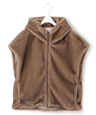 ICB 【洗える】ミンクライクファー フーディジレ コート モカ