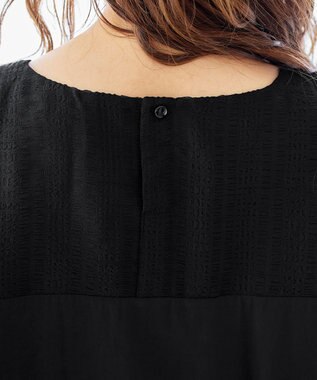 Tiaclasse L 【洗える】シアーコンビチュニックブラウス ブラック