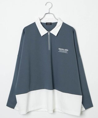 WEGO ドルマンポンチハーフジップロンT ブルー